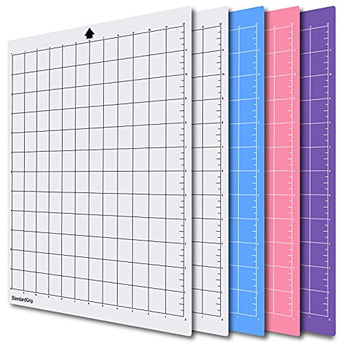 YADODO 12x12 Schneidematte für Silhouette Cameo Plotter 4/3/2/1,5er-Pack Ersatz Schneidematte Standardgrip, Lightgrip, Stronggrip FrabricGrip Klebstoff klebrig Matte für Silhouette Cameo Viny Craft