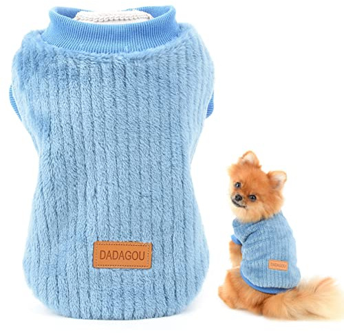 SMALLLEE_LUCKY_STORE Gerippter Fleece-Pullover für kleine Hunde, Katzen, Welpen, Yorkie, Chihuahua, warme Winterkleidung