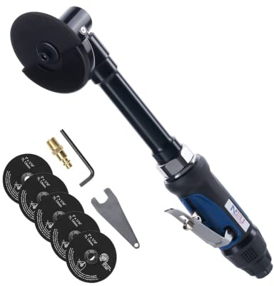 Air Cut off Tool,PNEUPACTURE 3 inch Cut off Tool,18000RPM,xxx-degree guard,Extended Handle,with Xpcs 3 inch Cut-off Wheels,Apply to Cutting Various Materials