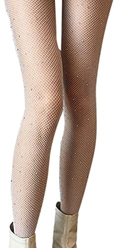 Rejilla | Rejilla con Diamantes imitación, Cintura Alta, Brillantes para Mujer, Pantimedias Transparentes con Cristales Brillantes para Vestidos, Pantalones Cortos