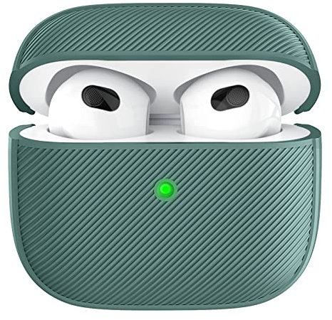 AhaStyle AirPods 3 Case, Soft Silicone Protective AirPods 3 Case Anti-Scratch Full Cover for Apple AirPods 3rd Generation 2021 (Pine Green)