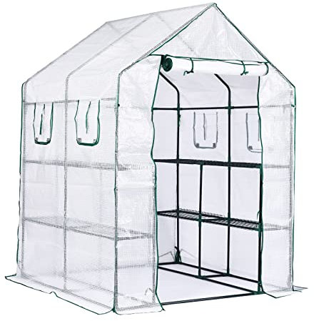L Cloud Serra da Giardino Tunnel Serra Compatta per Orto con Copertura in PE e Struttura in Metallo, Serra da Giardino Serra compatta Finestre e Porta, 143 x 143 x 195cm