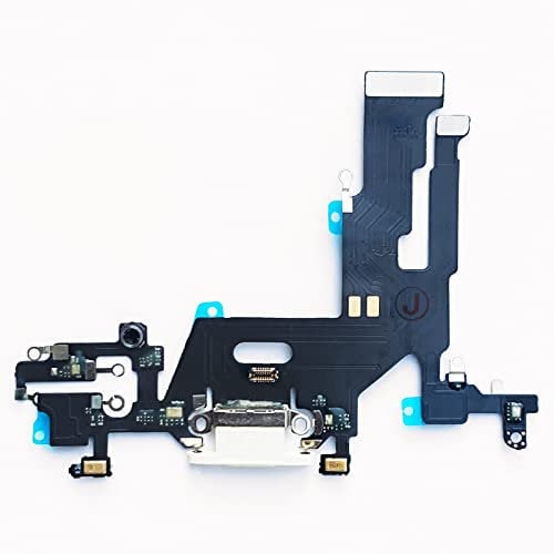 Johncase OEM USB Charging Port Dock Connector Flex Cable + Microphone Mic Replacement Part Compatible for iPhone 11 All Carriers (White)