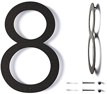 12 Inch Modern Floating House Numbers for Outside | Large Metal House Numbers for Outdoors | Black Coated Rust-Proof Home Address Numbers/Plaques | Metal Numbers