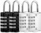 4 Stück Vorhängeschloss Zahlenschloss Klein, 4 Stellig Kofferschloss Schloss mit Zahlencode Gepäckschloss Spindschloss für Rucksack Fitnessstudio Schule (Schwarz, Silber)