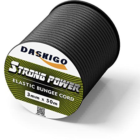 Bungee Cord Elastic Shock Cord, 3mm x 50M Black