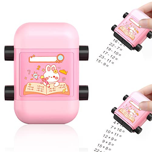 Mathe Stempel Roller Zufällig Roller Digitaler LehrstempelAdditions und Subtraktions Arithmetik Rolle Stempel Doppelter Kopf Rechenstempel für Frühkindliche Initiierung Kinder Mathematikübung (B)