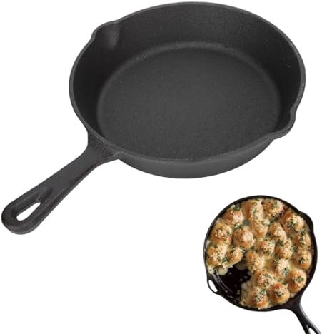 Cyrank Bistecchiera in Ghisa, Padella Rotonda in Ghisa Padella Piccola Padella Antiaderente con Beccucci di Goccia Per Campeggio Indoor Outdoor(10CM)