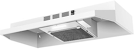 SNDOAS 30 inch Under Cabinet Range Hood, Ducted/Ductless Convertible Kitchen Hood, Stainless Steel Vent Hood with LED Light,Under Cabinet Hood with 2 Speed Exhaust Fan,White