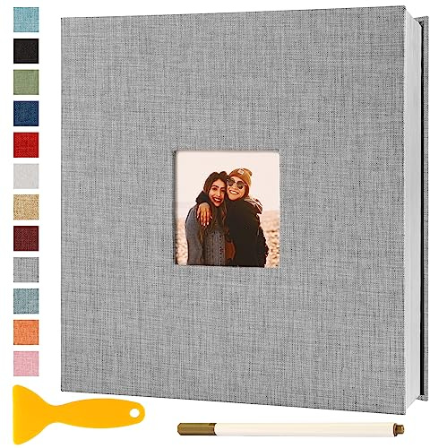 Fotoalbum Selbstklebend 28x27 Fotoalbum Zum Einkleben, 60 Seiten Grau | Groß Scrapbook Selbstgestalten Photo Album Fotobuch Baby Hochzeit Gästebuch Erinnerungsbuch Urlaub Briefmarkenalbum