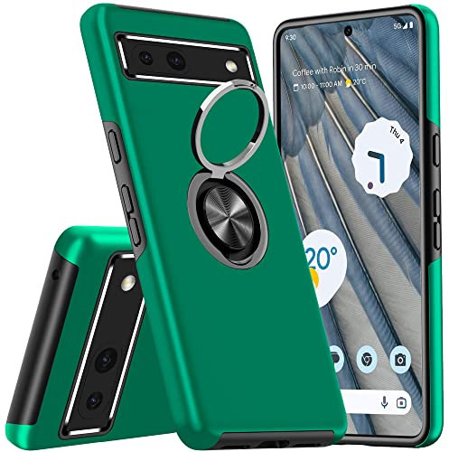 KRAFTCARE Hülle für Google Pixel 7A, Handyhülle mit Eingebetteter 360° Grad Ring, Magnetische Schutzhülle TPU Stoßfest Cover Case für Google Pixel 7A,Dunkelgrün
