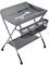 Homewell Baby Wickelkombi Wickelkommode, Mobile Wickeltisch Klappbar, mit Wickelauflage, Sicherheitsgurt, Ablagefächern, süßem Muster und Höhenangabe, Stabil und Bequem (Grau-Tief)