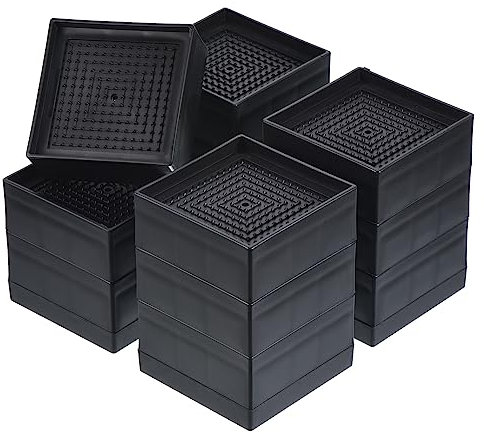 uxcell Betterhöhung, 4 Stück, 10,9 cm, Möbelerhöhungen, quadratisch, verstellbar, Coucherhöhung mit rutschfester Matte für Bett, Schreibtisch, Sofa, Tisch, Heber, unterstützt bis zu 599 kg, schwarz