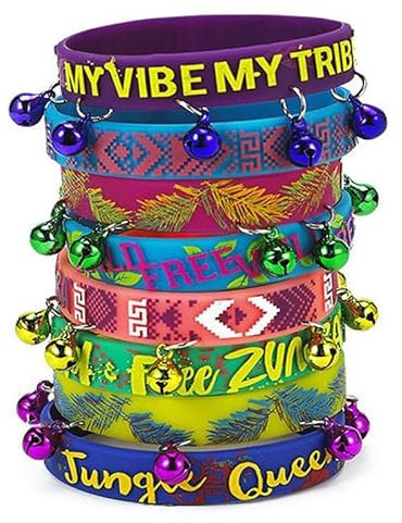 doyouwantmore 8 Stück Herren Armband Armbänder Silikon Armbänder Zumba Gummiarmband mit Glocke Designs Sport Style Design