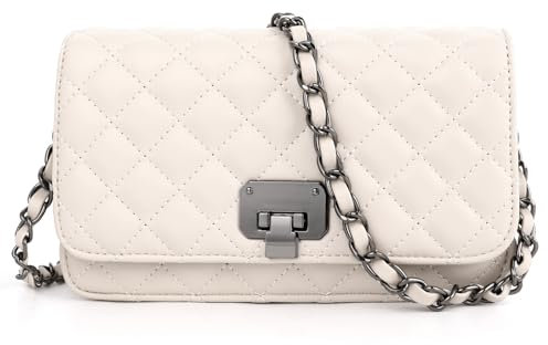 TAN.TOMI Damen Umhängetasche, Tasche Damen Einfarbig, UmhäNgetaschen, Kleine Tasche Damen Multifunktionale, Ketten-Schultergurt, 3 FäCher