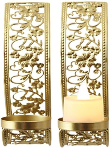 Metal Iron Wall Sconce Candle Holders, Decorative Wall Mounted Hanging Pillar Candle Sconces Holder, Votive Candlestick Stand for Walls