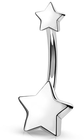 Melighting Piercing per ombelico in titanio, a forma di stella, con filettatura interna, da donna