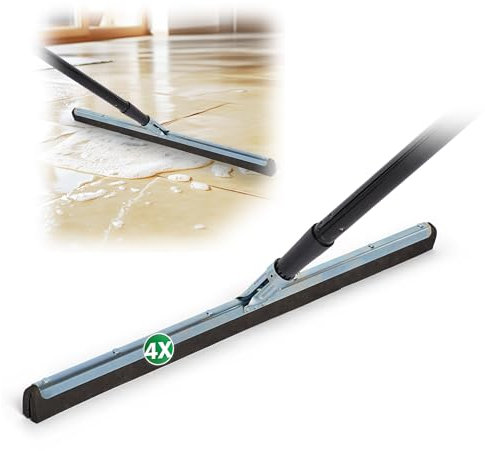 Novaliv 4X Duschabzieher Langer Stiel 137 cm Bodenabzieher Dusche 60 cm Terasse groß Fensterreiniger Wasserschieber Metall Boden Pool Badabzieher XXL breit Fliesen Wasserschieber Terasse