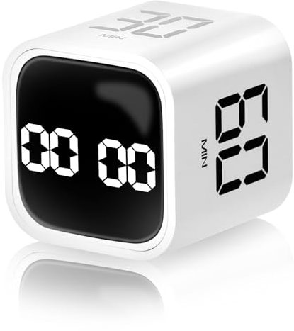 Aleenfoon Würfel Timer - Digital Timer mit LED-Anzeige, Schwerkraft Timer für Kochen, Kinder, Lehrer, Arbeit & Besprechungen (Weiß)