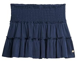 Superdry Damen Gestufter Jersey-Minirock Kräftiges Marineblau 40