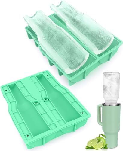 Formas de Silicona, Cubitera de Silicona para Stanley Cup, Cubitos de Hielo Reutilizables para Vasos Térmicos Stanley, Recipientes de Silicona con Tapa, Moldes Grandes sin BPA para Whisky/Bebidas/Café