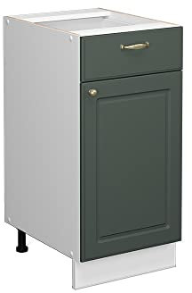 Vicco Mueble bajo de Cocina Fame-Line, Verde Dorado Casa de Campo/Blanco, 40 cm, ET Roble