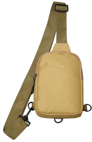 Colexy Sling Chest Crossbody Bag, Wasserdicht Brusttasche Herren Umhängetasche, Leichte Brusttasche Herren mit Verstellbarem Schultergurt für Reise Wandern Radfahren Laufen (Khaki)
