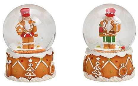 Generisch 2 Stück Schneekugel Nussknacker Klassisch Braun, Mehrfarbig 4x4x6 cm Glas Schneekugeln