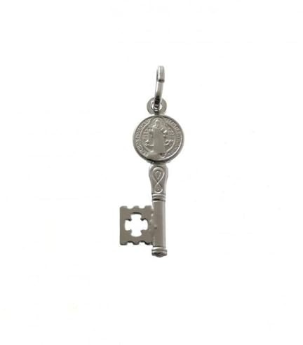 Minoplata Colgante Llave de San Benito de Plata de ley 925 22mm