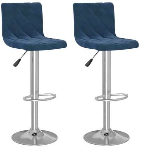 vidaXL Barhocker 2 STK. Blau Samt, Barstühle, Stuhl Bar, Stuhl, Hocker Bar, Stühle Bar, Stühle, Tresenstuhl, Thekenstuhl, Tresenhocker, Thekenhocker