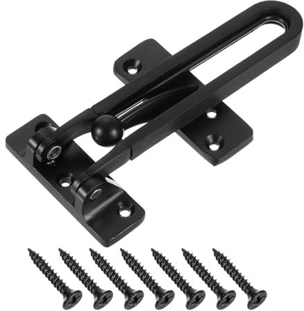 sourcing map 1Pcs Swing Bar Door Lock Leather Coated Safety Latches Security Door Buckle with Screws for Home Hotel Apartment, Black