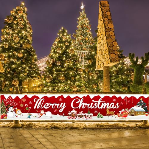 Minicoco Cartel de Feliz Navidad, decoración de Navidad súper larga para interiores y exteriores, decoración de fiesta de Navidad, 210 x 40 cm