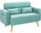 Yaheetech Kleines Sofa Mini Gepolsterte Couch mit 2 Lendenkissen Loveseat Sitzfläche 96 × 51 cm für Loft/Apartment/Spielzimmer Aquamarinblau