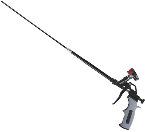 Pistolet à mousse extensible 63cm, pistolet professionnel pour mousse expansée avec revêtement PTFE, applicateur pour calfeutrage, isolation, remplissage, projets DIY (Gris)