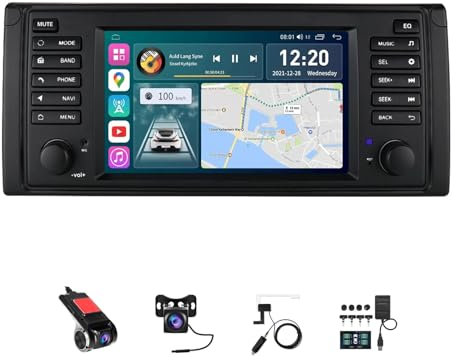 BOJONTN Android 14 Radio de Coche 7 Pulgadas Doble DIN para BMW X5 E53 2002-2007 con Carplay Cámara Trasera Micrófo GPS Navigation Bluetooth Controles del Volante(F3 (6+128G))