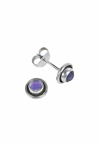 Ohrstecker 925 Silber Amethyst lila Stein Edelstein Ohrringe echt Silber Damen Sterling Silber Stecker Geschenk (MOS-106-01)