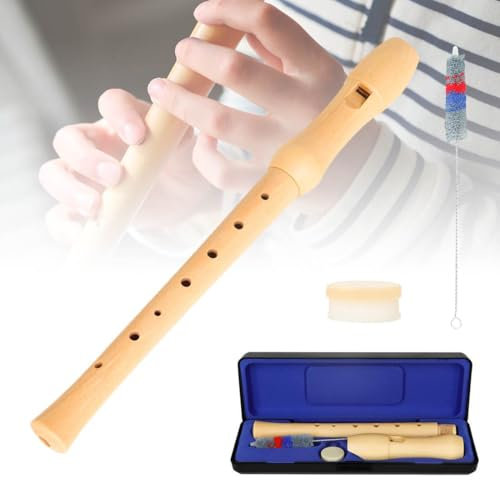 Recorder Instrument for Adults Kids Beginners, German fingering C Key Soprano Wooden Recorder, Musical Instruments Flute Instrument, 2-piece Type Recorder With Hard Case, Cleaning Brush, Cork Paste