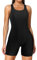 Attraco Damen Sport Badeanzüge Einteiliger Badeanzug Racerback Schwimmanzug Rashguard Sportbadeanzug für Frauen Bademode Swimsuit Schwarz M