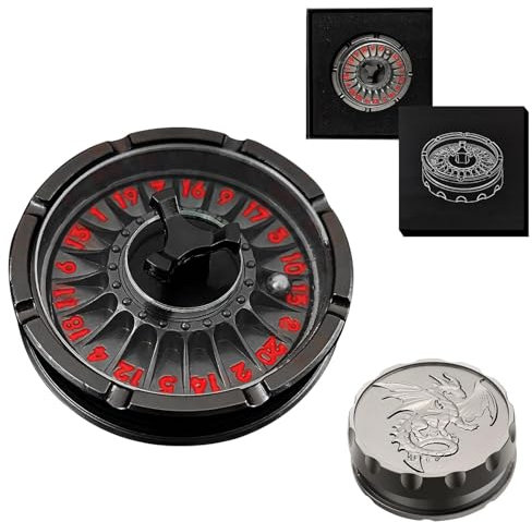 Rollenspiele Würfel für DND Set - Metall Roulette D20 Würfel D&D Spinner für Dungeons and Dragons/MTG/RPG/Tischspiel mit Rollender Ball und Geschenkbox, Radwürfel Spinner(Schwarz)