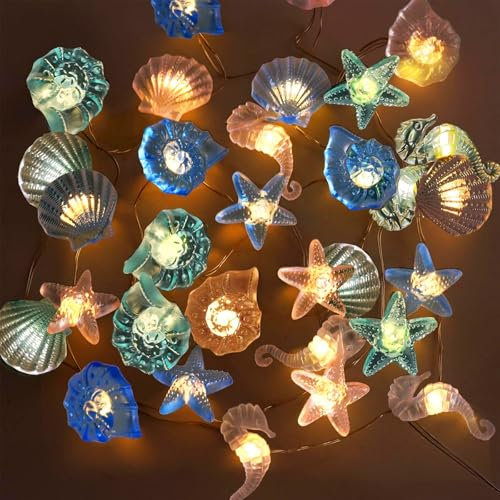 Lichterkette Meerestiere,2M 20LED Lichterkette Kinderzimmer Meerestiere,Lichterkette Fenster Innen,LED Lichterkette Batteriebetrieben,Lichterkette Innen Außen für Garten Hochzeits Zimmer Deko