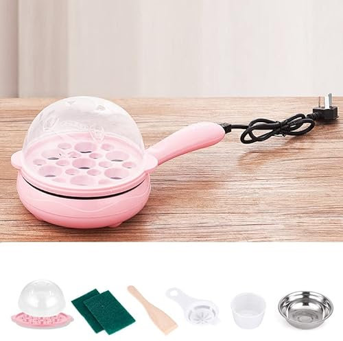 2 in 1 Egg Cooker with Auto Shut Off, Egg Boiler for Hard Boiled Eggs Multifunction Mini Electric Egg Omelette Cooker Non Stick Frying Pan Food Steamer for Cooking Electric (Pink)