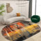 Tappeto Ovale Soggiorno Camera da Letto Morbido Lavabile Moderno Fantasia Decorativa Multicolore Colore Nero Grigio Blu Giallo Arancio 80x150 cm
