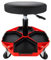 HASKYY Werkstatthocker Arbeitshocker Praxishocker 43-58cm - Bis 150kg belastbar - Gepolsterter Werkstattsitz mit 360° Rollen & Ablagefächern Schwarz/Rot