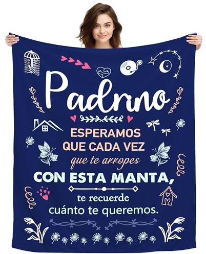 ACAROMAY Regalos Originales para Padrino Navidad, Regalos Bautizo, Regalos para Godfather Hombre Decoración Mantas Regalos de Cumpleaños Manta Personalizada 150x130CM (Padrino-a)