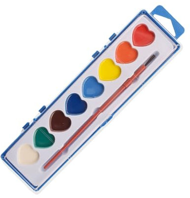 Aquarellfarbe Set - 8 Farben Herzförmiges Aquarellsatz mit Pinsel | Wiederverwendbare Aquarellfarben Sets für Kinder | Tragbare Party bevorzugt Kunsthandwerksvorräte für Kindergarten im Vorschulalter