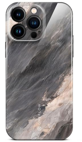 ONEFLOW Bliss Cover für iPhone 14 Pro Max Hülle in Marmor Optik, Designer Case Handy Schutzhülle mit Kameraschutz, Muster Hardcase Glitzer Handyhülle marmoriert, Stein Grau