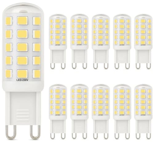 Ugvmn 3W G9 LED Leuchtmittel 580LM, Neutralweiß 4000K GU9 LEDs Birne entspricht 40W Halogenlampe,Kein Flackern G 9 LED Glühbirne,Lampe G9 Enegiesparende, Nicht Dimmbar, 10er Pack