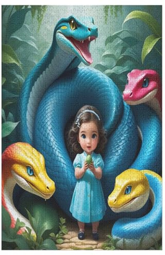 Animal Schlange 1000 Teile Puzzles Für Erwachsene, Impossible Puzzle, Geschicklichkeitsspiel Für Die Ganze Familie, Kinder Holzpuzzle （78×53cm）