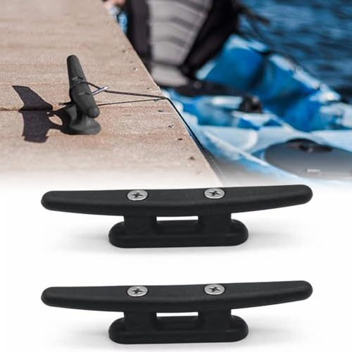 SageFurned 2 x schwarze Nylon-2-Loch-Stollen – Bootsdeck-Seil-Spannbefestigung für Kajaks, Gummiboote, Schnellboote, Segelboote (Bootszubehör)