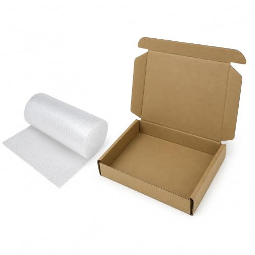 Heavy Duty Laptop Shipping Box 58 x 38 x 12 cm with 3m Bubble Wrap, Strong Corrugated Cardboard Postal Mailing Kit for Laptops and Electronics